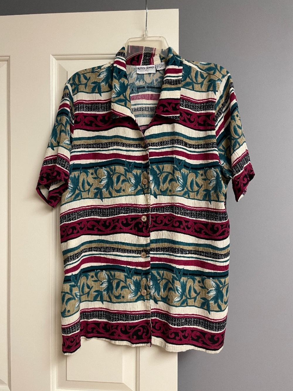 Alfred Dunner Button Blouse, Short Sleeve, Women, 16